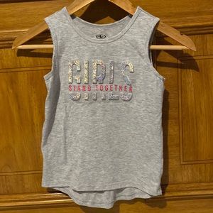 Athletic Works Girls S(6-6x) Gray Tank top Shimmering GIRLS Puffed up letters